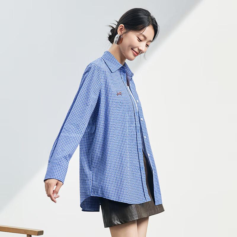 JOY SPEAKER Women's Loose Plaid Long Sleeve Shirt