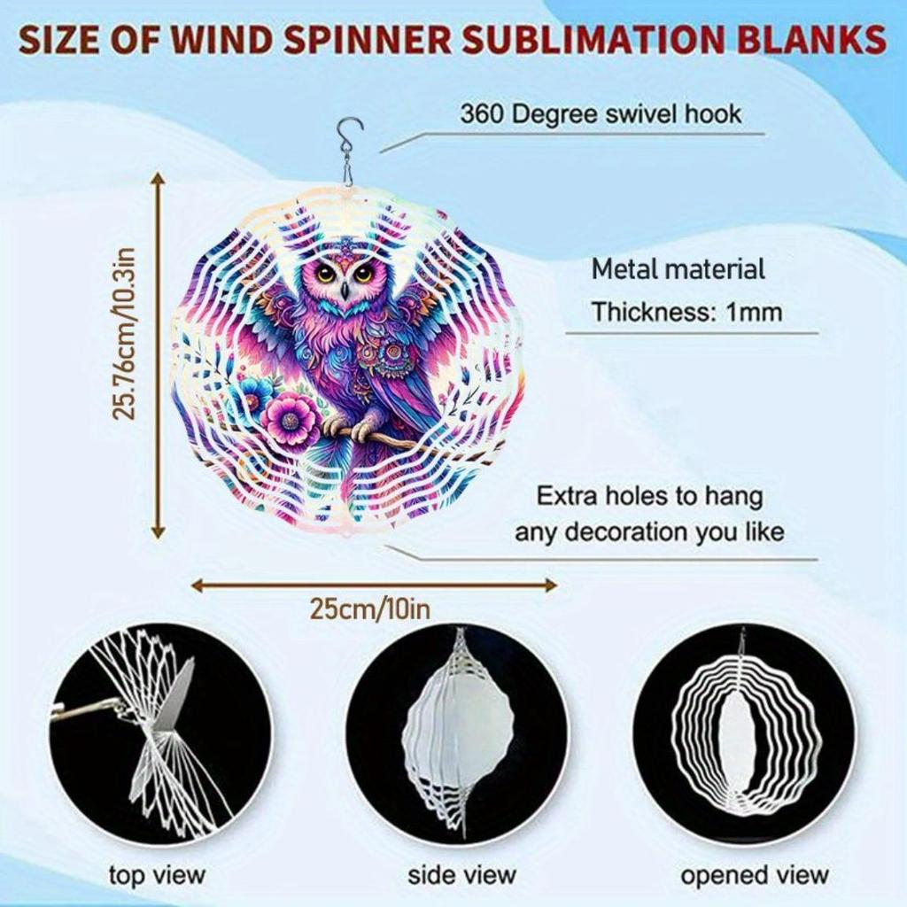 Metal Rotating Wind Chime with Owl and Floral Design Colorful Outdoor Garden Decor Soothing Sound No Electricity Needed Holiday Home