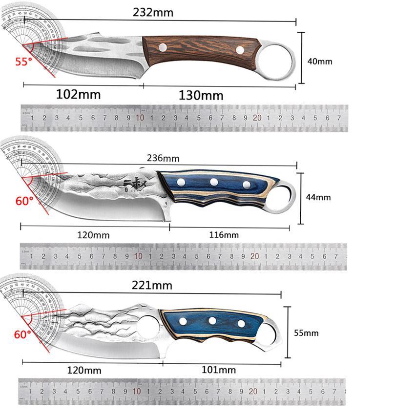 Hand Forged Meat Cleaver Slicing Kitchen Boning Knife Stainless Steel Professional Kitchen Chef Butcher Knife with Cover Cooking