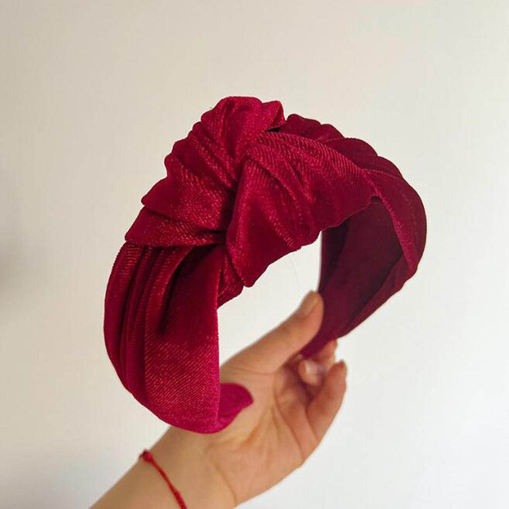PROLY New Fashion Headband For Women Wide Side Warm Golden Velvet Hairband Center Knot Headwear Autumn Winter Hair Accessories