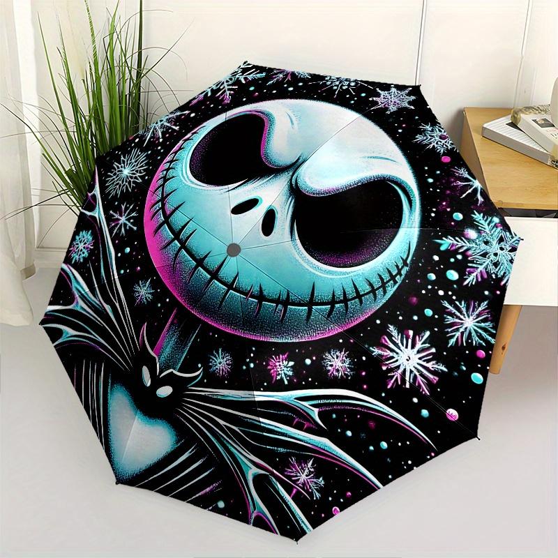 

1 Auto Open Jack Skellington, Nightmare Before Christmas Themed Colorful 8-rib Portable Umbrella for Men and Women, A Compact Commuting Comp