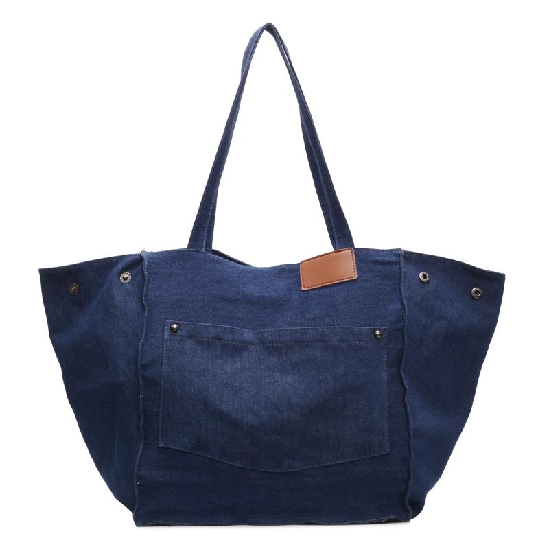 

Жіноча джинсова сумка через плече великої місткості сумка-тоут темно-синього кольору