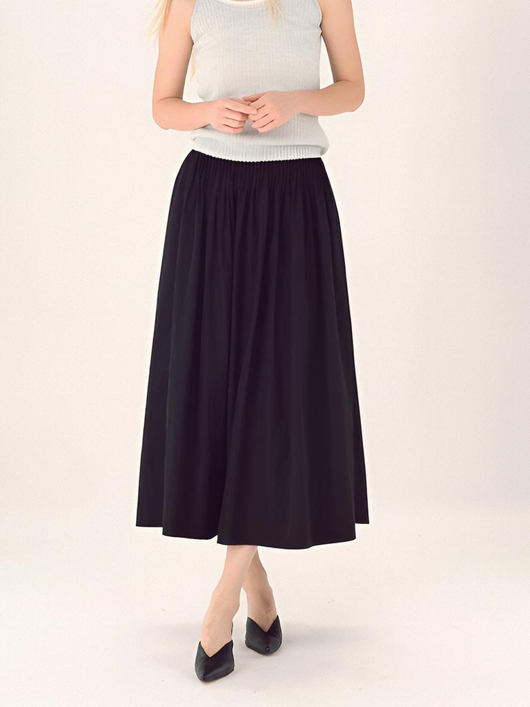ACUD Pin Tuck Flare Banding Skirt _Black