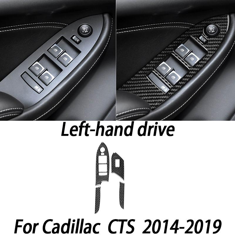 Carbon Fiber Car Interior Accessories Center Console Panel Door Handle Gear Shift Decorative Stickers For Cadillac CTS 2014-