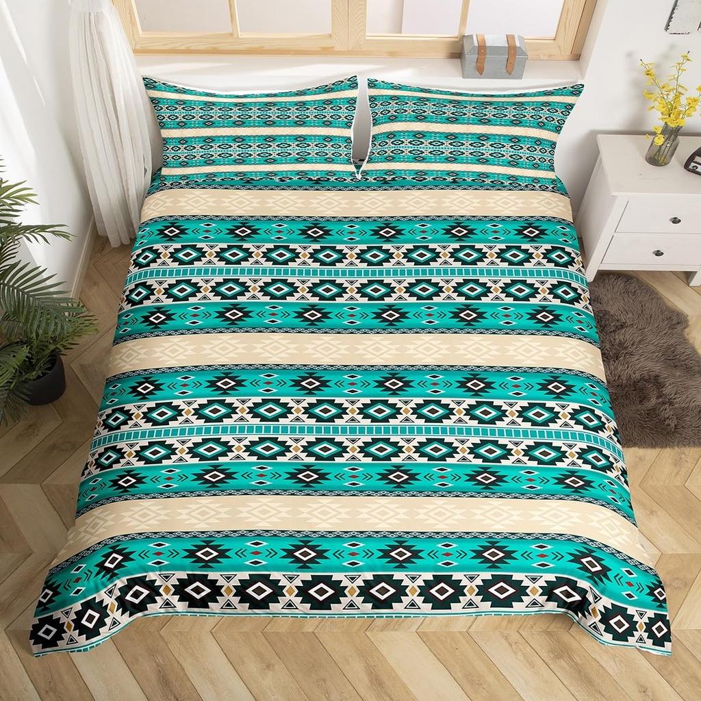 Comforter Geometric Stripes Tribal Style Queen King Size Western Cowboy Style Bedding Set Home Decor 3 Pcs With 2 S