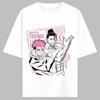 Stylisches lässiges weißes Jujutsu Kaisen Itadori Yuji & Todo Aoi "Besto Friendo" Anime-Print Baumwoll-Kurzarm-T-Shirt