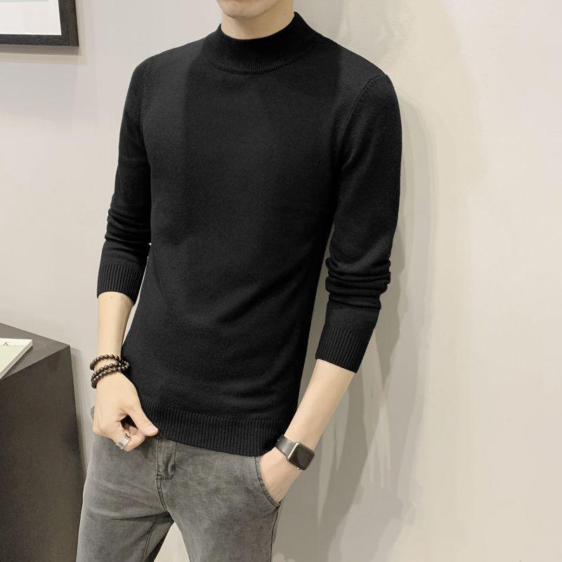 Autumn and Winter High Quality Men's Sweater Sweater Men's Pullover Half High Collar Soft and Warm Knitted Sweater