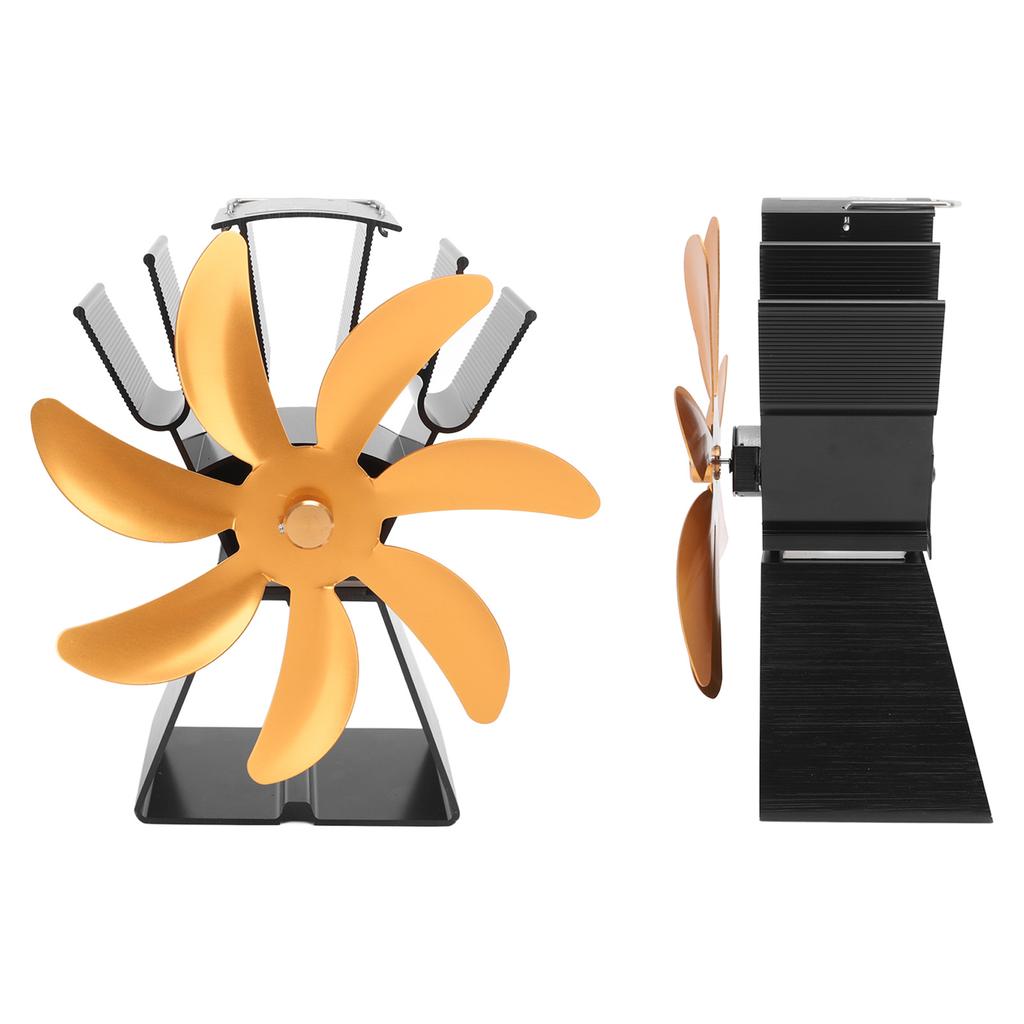 7 Blades Heat Powered Stove Fan Silent Operation Fireplace Fan Aluminium Alloy Wood Stove Fan