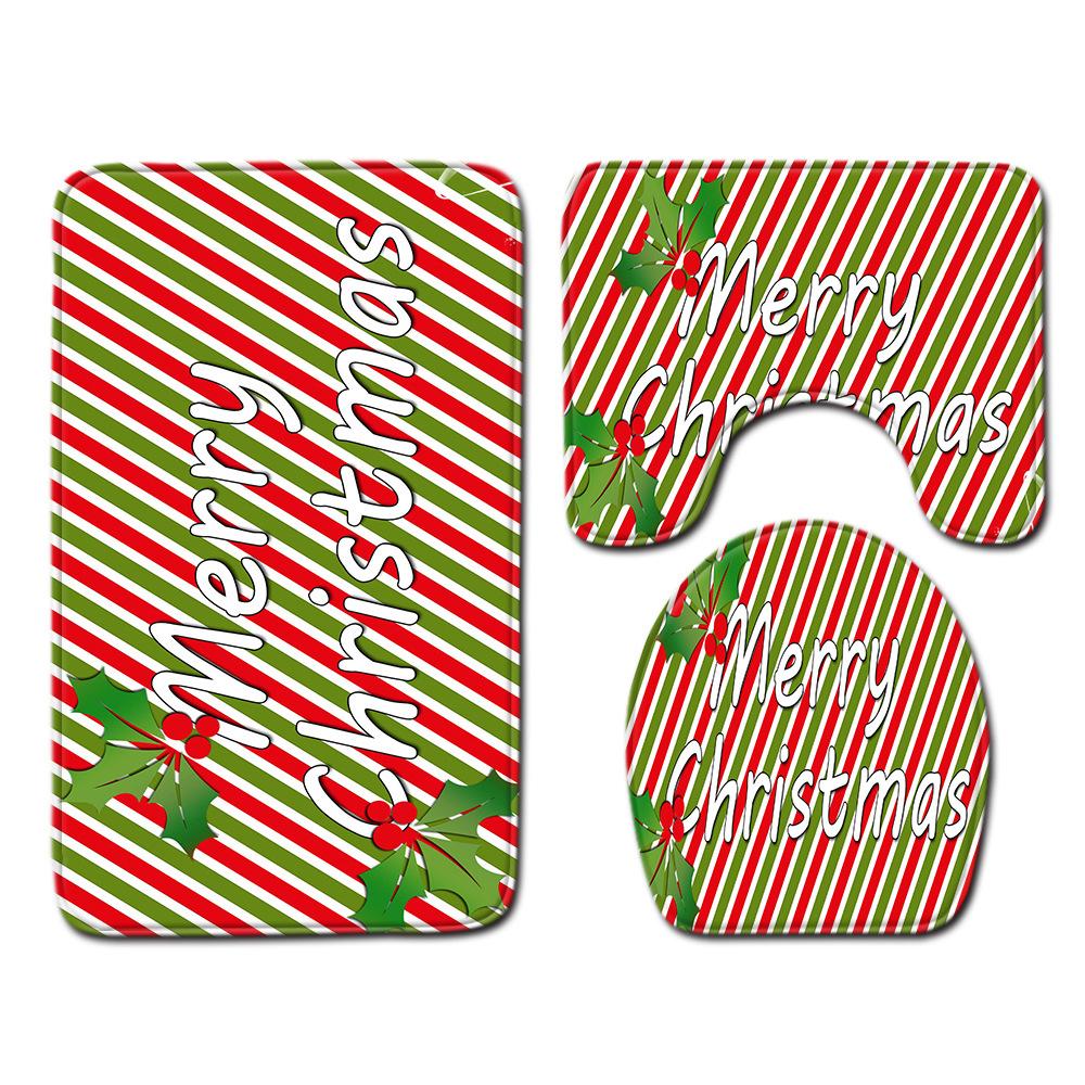 Christmas Bathroom Floor Mat Toilet Three-Piece Set