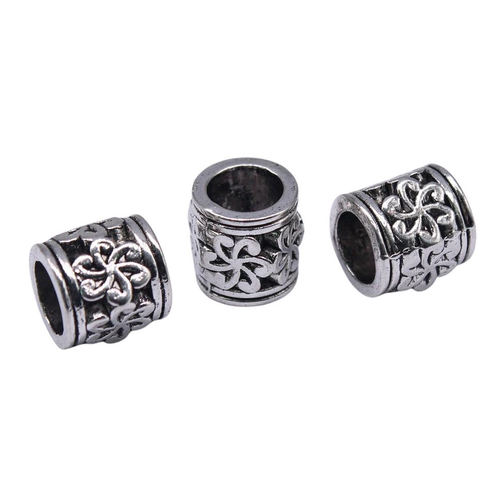 Vintage Floral Pattern Cylinder Beads Antique Style Large Hole Spacers For DIY