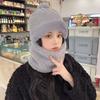 Hat women's scarf integrated new autumn and winter windproof cycling warm plush hat pullover hat high top cold hat