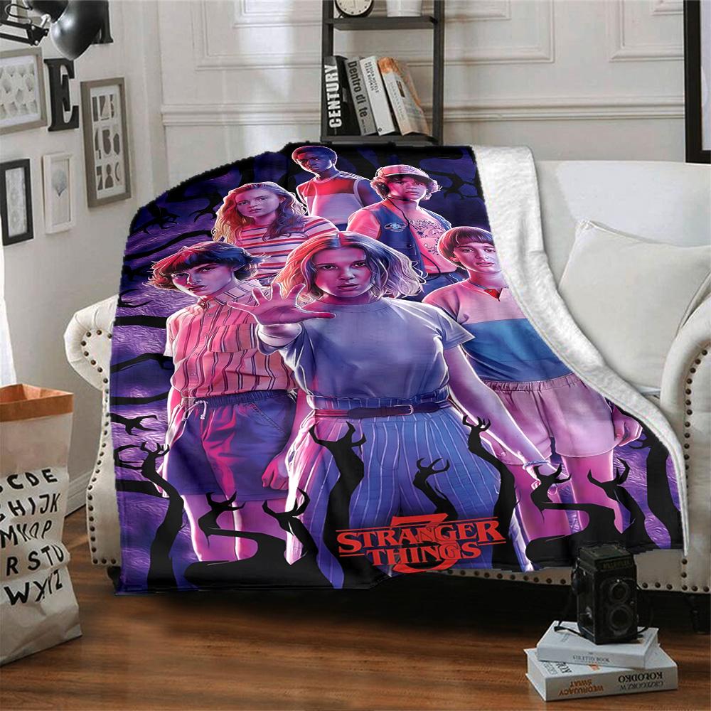 1pc Stranger Things Adventure flannel Blanket for Super Soft Cute Comfort Blanket for Travel Bedding Couch Sofa Blanket Y82527