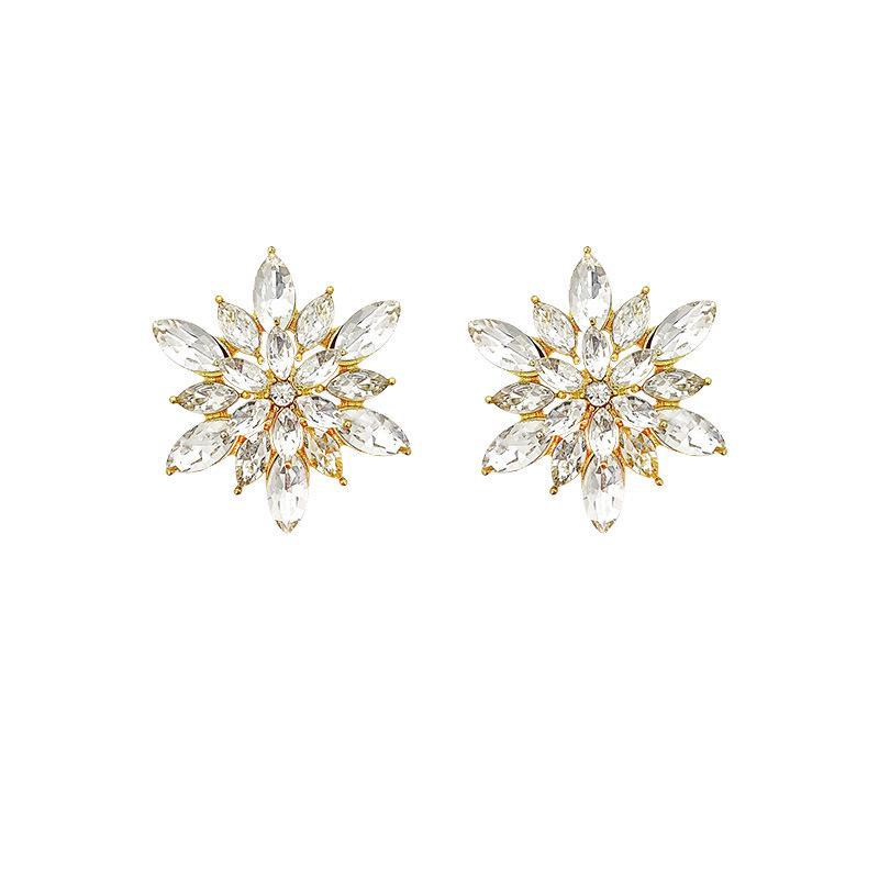 925 Silver Snowflake Earrings with Sparkling Diamonds - Trendy Exquisite Geometric Design for Women