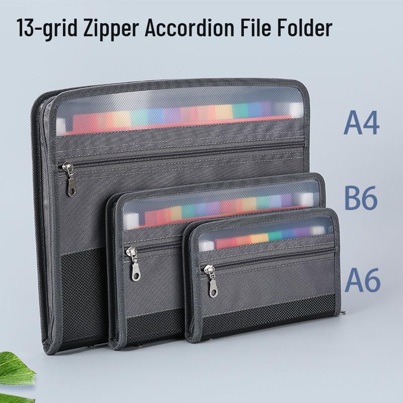 Rainbow Series Accordion File Folder: 13-Grid Double Zipper for Multi-Spec and Test Paper Storage