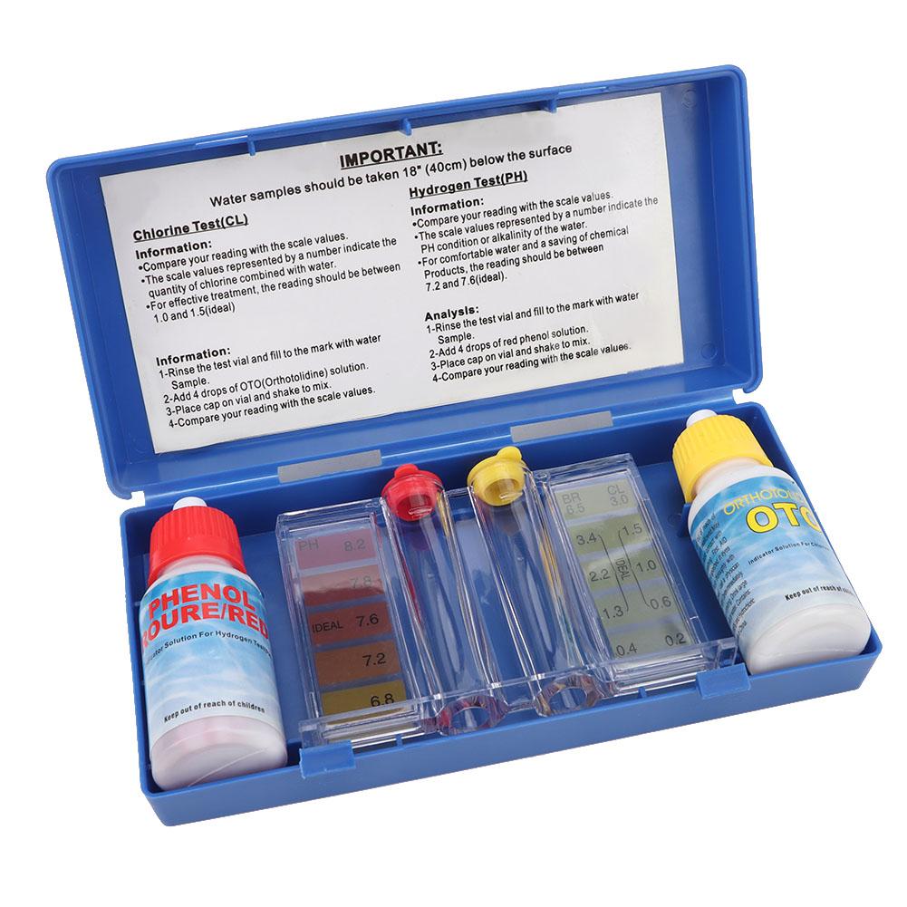

PH Chlorine Testing Kit Water Quality Test Box Accessories for Swimming Pool