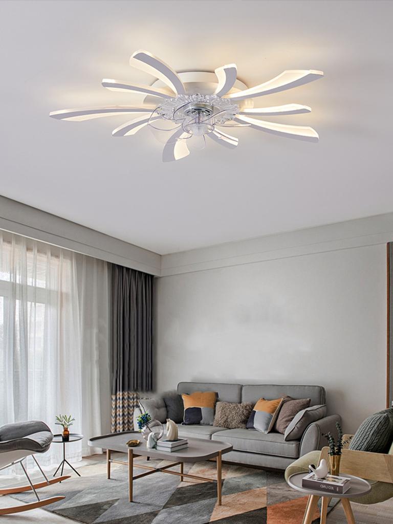 110-240v Intelligent Creative LED Ceiling Fan Light Black/white ceiling lustre for living room bedroom dining room room decor