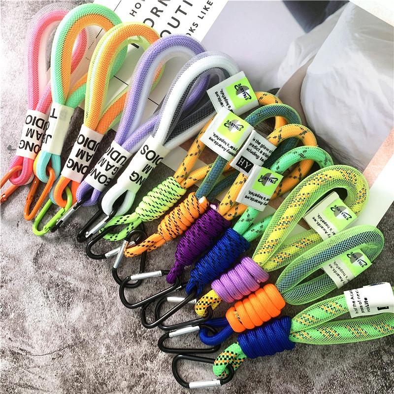 10PCS Luxury Braided Lanyard Fluorescent keychain Lanyard for keys Universal ornaments for bags rope pendant phone charm