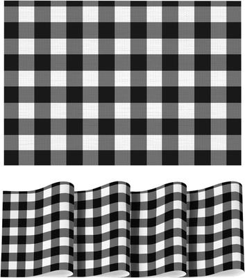 Set di 4 tovagliette in vinile a quadri Buffalo, 30,5x45,7 cm, lavabili, antiscivolo, resistenti al calore, in plastica, per tavolo da pranzo per feste, nero/bianco