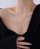 1Pcs Stainless Steel Long Bar Tassel Paragraph V Shaped Collarbone Necklace Female Holiday Party Minimalist Style
