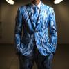 Men's 3D Printed Suit Cos Party Stage Nightclub Shiny Cool Performance Suit