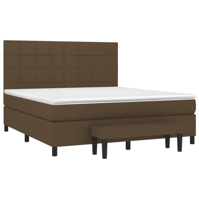 3136616 vidaXL Lit à sommier tapissier avec matelas Marron foncé 180x200 cm