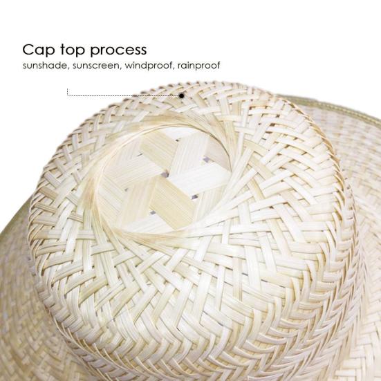 MUQZI Sports Accessory Men Women Bamboo Weave Summer Outdoor Sun Protection Wide Brim Straw Hat Cap