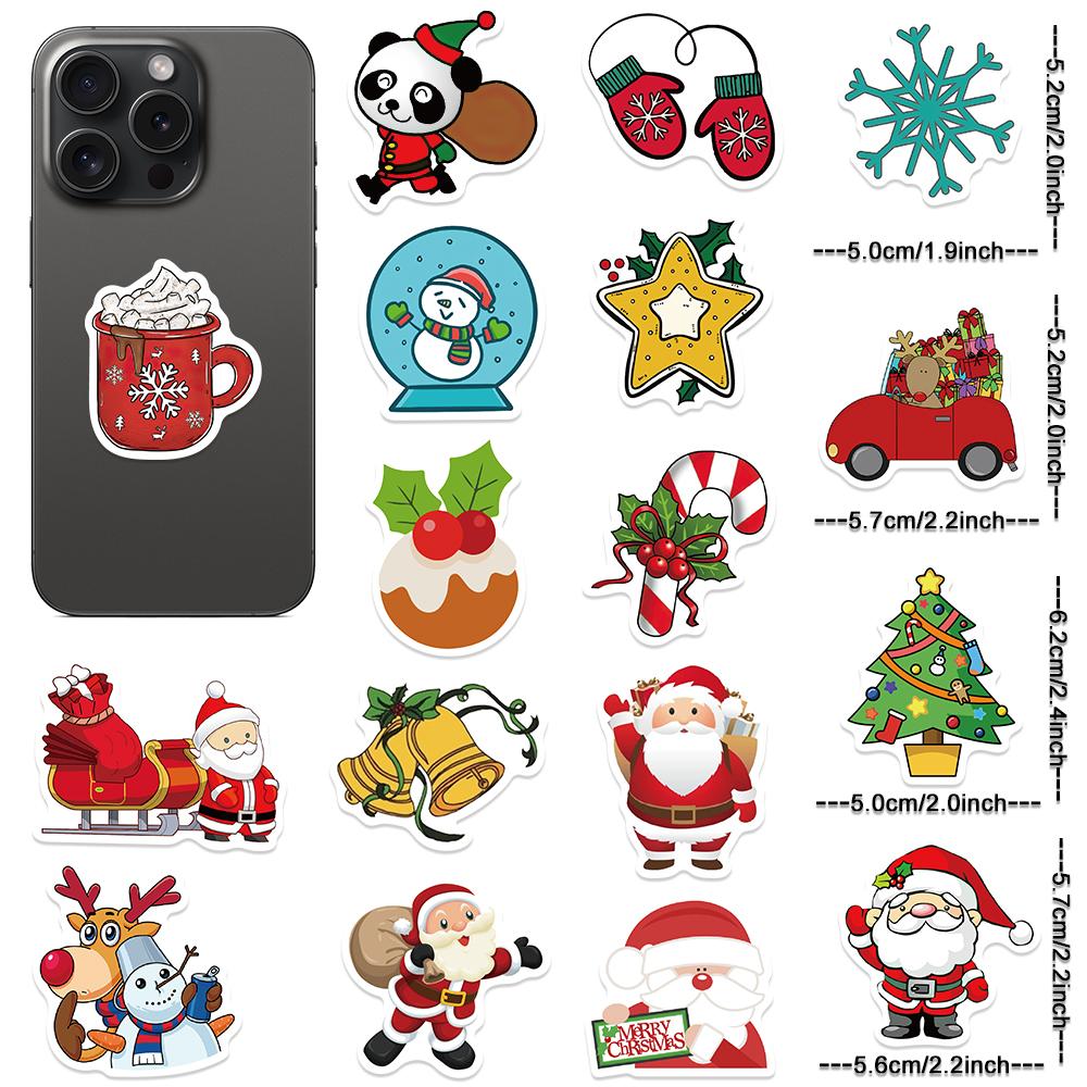 50 100200Pcs Merry Christmas Gift Stickers Decorative Sticker Diy Car Guitar Reward Self-Adhesive Children'S Gift Party Decals