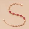 585 Purple Gold Simple French Red Garnet Bracelet Premium Rose Gold Plated Red Stone Bracelet