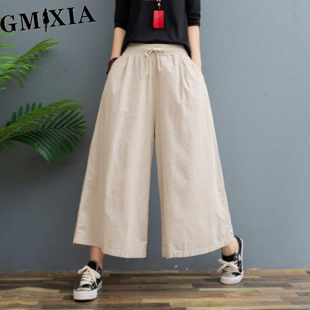 GMXIA Damskie Modne Codzienne Spodnie i Capri w Jednolitym Kolorze z Nadrukiem