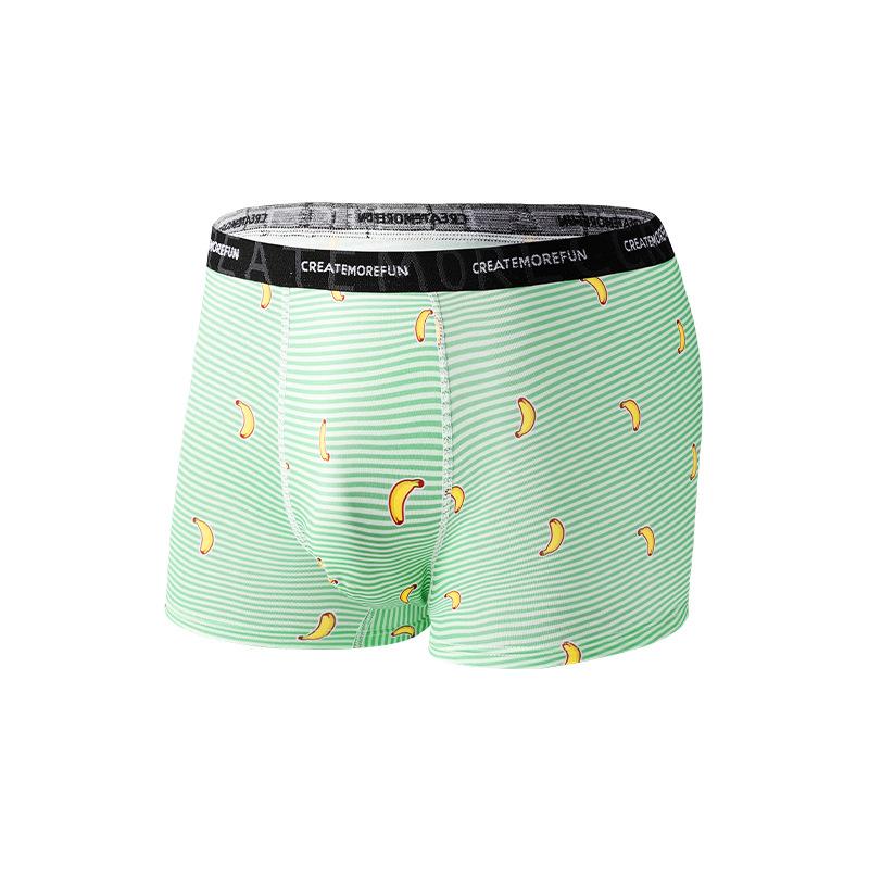 Large Size Spring and Summer Men Printed Antibacterial Breathable Flat Angle Underwear
