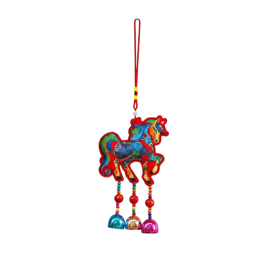 Year Of Horse Embroidered - Charm Bell Pendant, Traditional Gift, Suitable For Home, Car, And Holiday Decorations