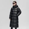 Black gold down jacket men's long knee goose down jacket thickened new winter Northeast sub-zero coat women