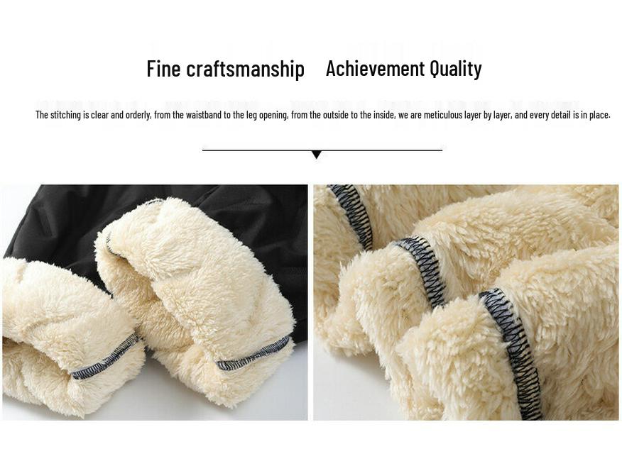 Men's Waterproof, Warm Lamb Fleece Pants - Loose Fit, Plus Size, Straight-Leg, Autumn/Winter Essentials
