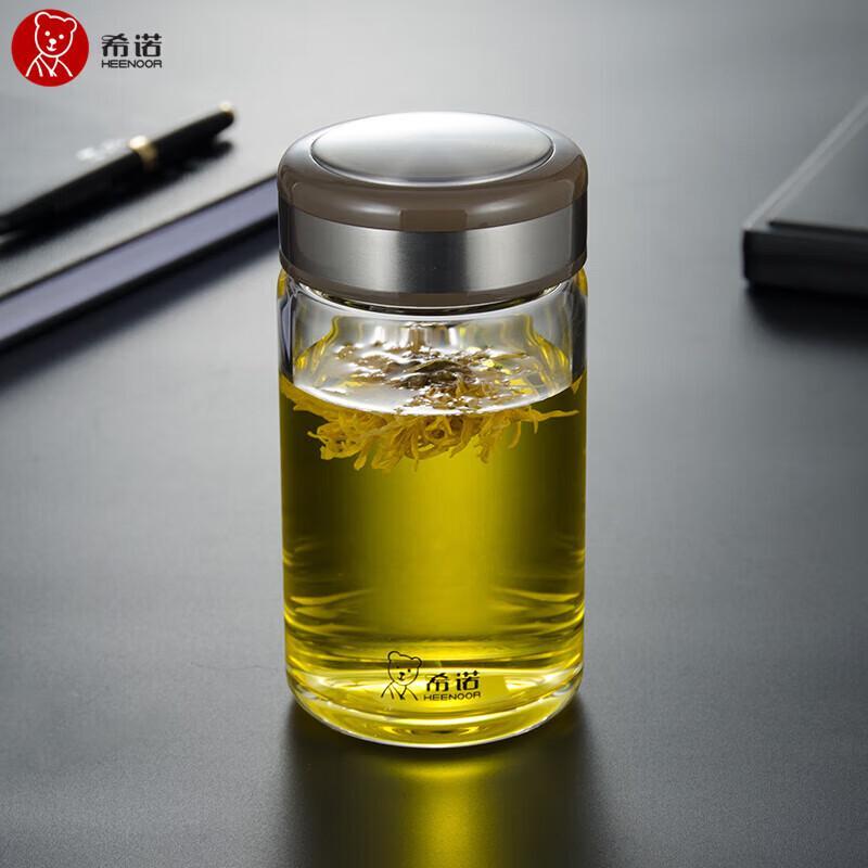 Heenoor 390ml Single-Layer Thickened Glass Tea & Water Cup with Lid