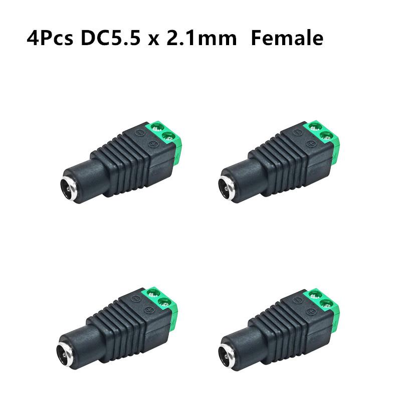 4pcs DC5.5x2.1 Plug male or Female Cable Wire Connector For LED Strip Free Welding LED Strip Adapter Connector