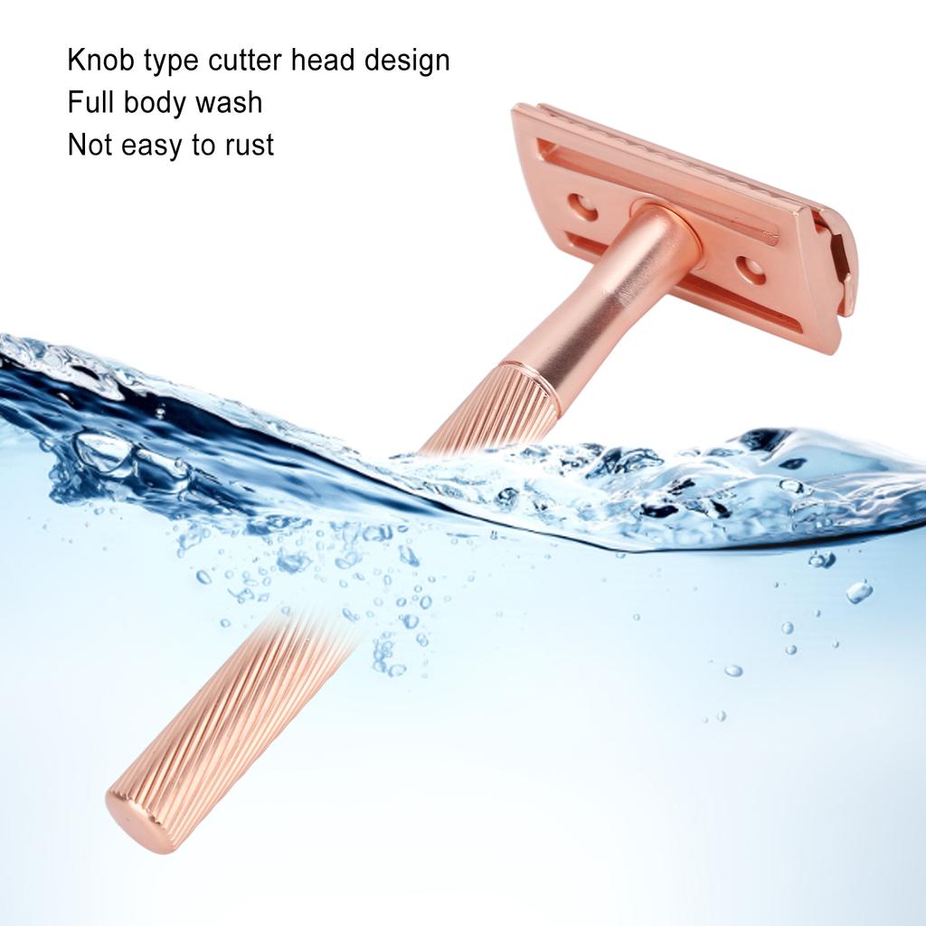Zinc Alloy Men Portable Brass Handle Double Shaving with Base for Face Grooming