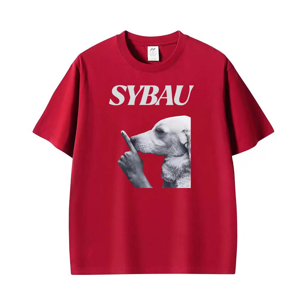 Funny Sybau Dog Shush Meme Graphic T Shirt Unisex Unisex Summer Harajuku Fashion Tshirts Oversized Loose Casual 100 Cotton Tshirt