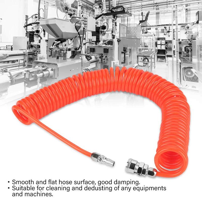 High Pressure PU Spiral Air Compressor Hose [3/6/9/12/15]m Flexible Pneumatic Tube OD [8]mm ID 5]mm with Quick Connectors