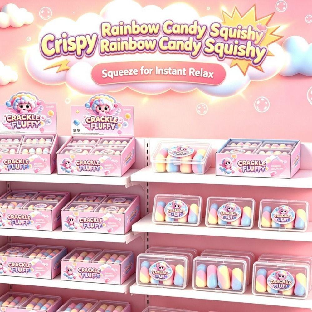 Rainbow Candy Wax Skin Squeeze Toy Satisfying Sound Crunchy Squeeze Crispy Squishy  Children Gifts