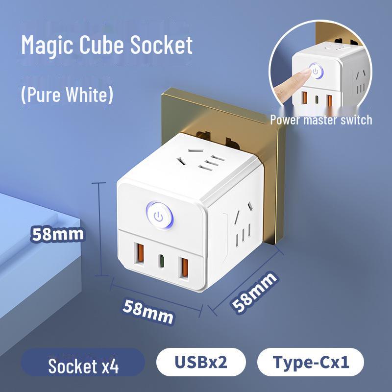 Kompakter Smart Cube: Multifunktionale kabellose USB-Steckdose mit reinem Kupfer, geeignet für den Heimgebrauch