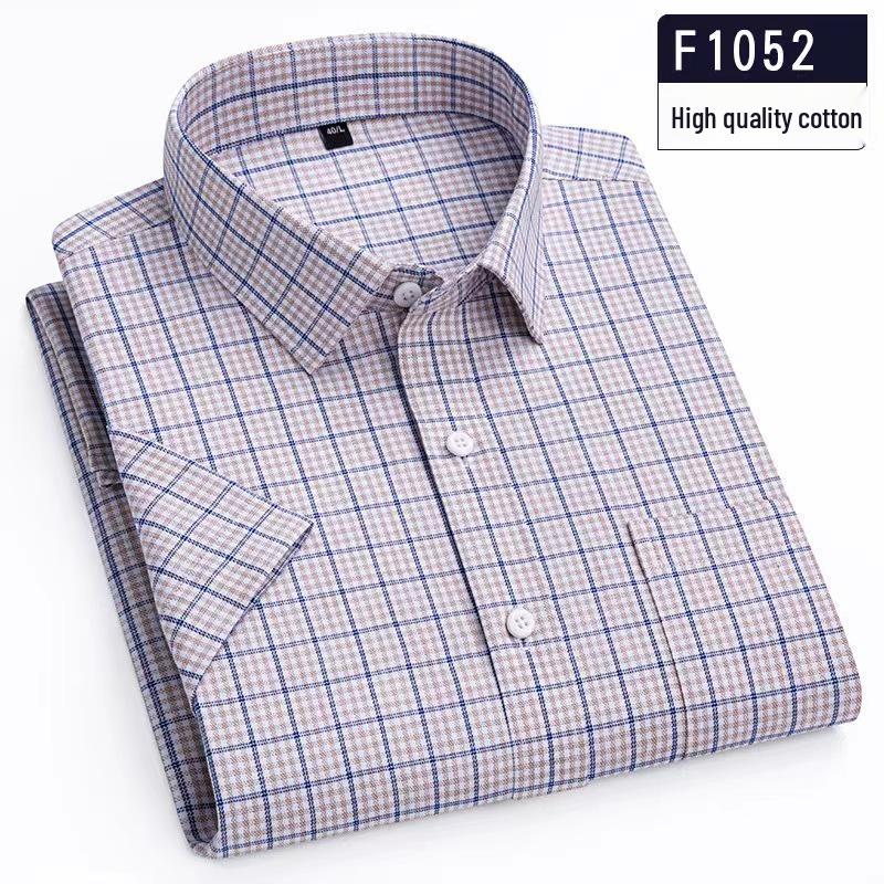 Men's 2024 Summer Thin Pure Cotton Short Sleeve Business Shirt