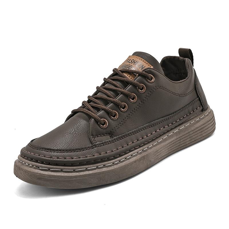 Men's leather surface casual bottom top board shoes men's four-season men's idle shoes labor insurance shoes small black