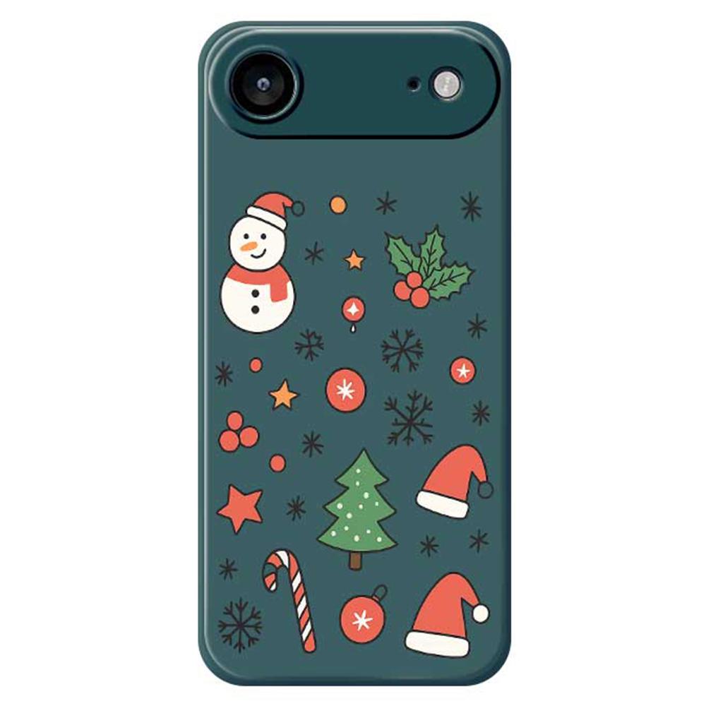 For iPhone 17 Air Case Snowman and Santa Hat Pattern Printing Straight Edge TPU Phone Back Cover