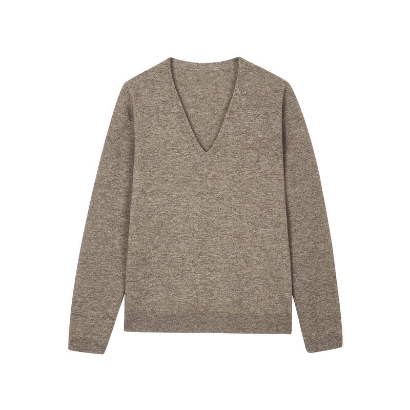 LESS Women's 2024 Winter Merino Wool V-Neck Pullover Sweater