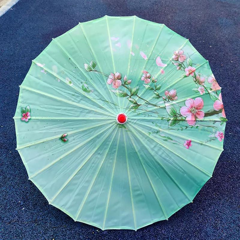 84cm Vintage Chinese Umbrella Silk Cloth Japan Cherry Blossoms Umbrella Home Hotel Ceiling Decor Anime Festival Umbrella Props