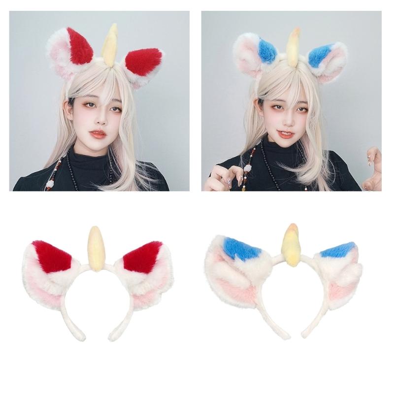 High Elasticity Plush Headbands Featuring Cute Mythical Ears Face Washing Soft Material Sensitive Skin Friendly