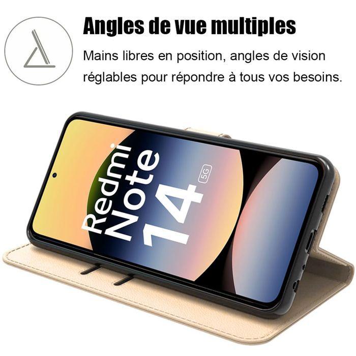 Coque de protection - Xiaomi - Redmi Note 14 5G - Antichoc - Anti-rayures - Synthécuir Doré
