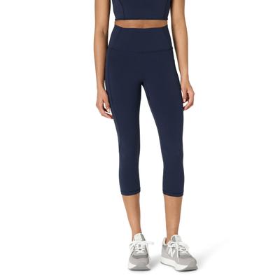 Amazon Essentials Legginsy Capri z Super Idealne dla i Rozmiar L Damskie z Wysokim Stanem Kieszenie, Materiał Odprowadzający Wilgoć, Oddychające, Chłodne, Miękkie,