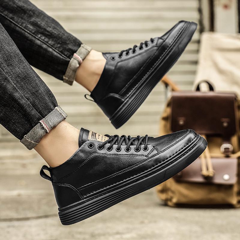 Men's Shoes Autumn and Winter High-top Brown Platform Tooling Board Shoes Men's Mid-top Casual Leather Shoes Retro Martin Short Boots