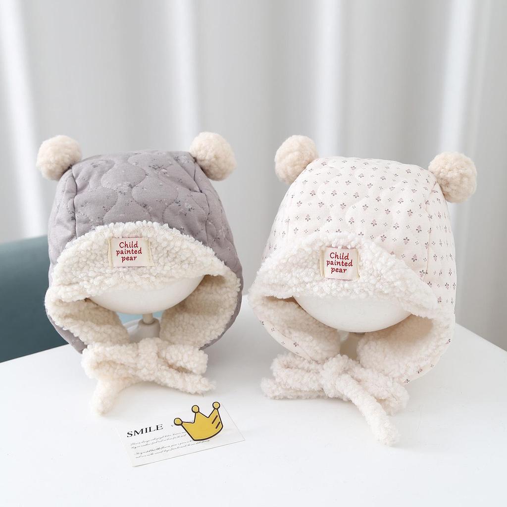 Kwiatowa czapka Lei Feng dla niemowląt: Styl koreański, Pluszowy aksamit, Ochrona uszu zimowa